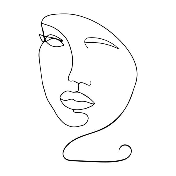 Visage Humain Linéaire Abstrait Visage Femme Dans Une Ligne Art — Image vectorielle