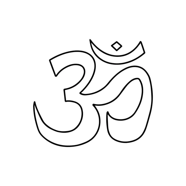 Święty Znak Dźwięku Medytacji Symbol Hinduizmie Buddyzmie Ikona Czarny Biały — Wektor stockowy
