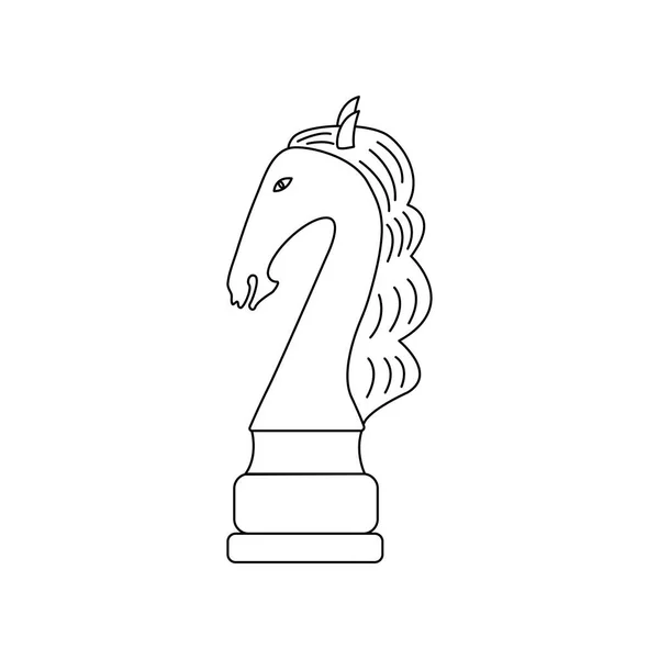 Pieza Ajedrez Caballo Icono Ajedrez Ilustración Lineal Contorno Aislado Blanco — Archivo Imágenes Vectoriales