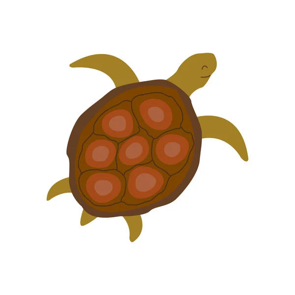 Linda Tortuga Nada Lentamente Colorido Vector Aislado Ilustración Dibujada Mano — Vector de stock