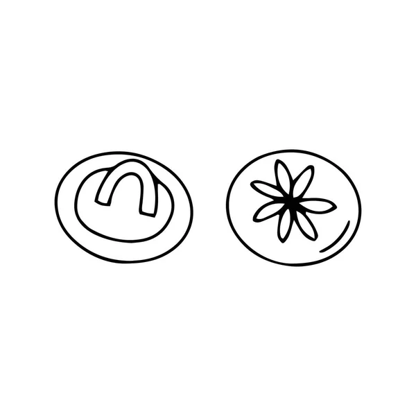 Στρογγυλό Μικρά Κουμπιά Μοτίβο Λουλούδι Ασπρόμαυρη Διανυσματική Απεικόνιση Στυλ Doodle — Διανυσματικό Αρχείο