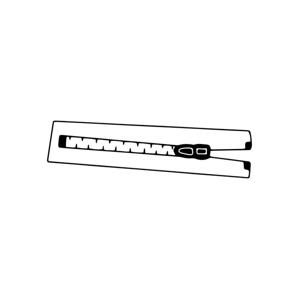 Reißverschluss Schwarz Weiße Vektorillustration Doodle Stil Isoliert Einzeln — Stockvektor