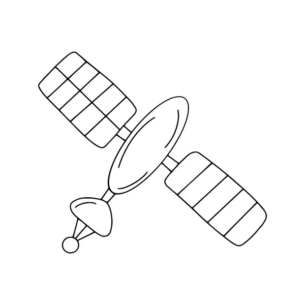 Artificial Satellite Space Research Signal Acquisition Black White Vector Isolated — Vector de stock