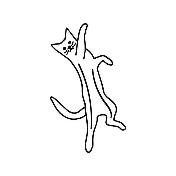 Милая Кошка Смешной Позе Векторные Черно Белые Каракули Изолированные Иллюстрации — стоковый вектор
