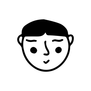 Keklik suratlı adam. Siyah ve beyaz vektör izole edilmiş tek bir logo. Öğrenci ya da genç