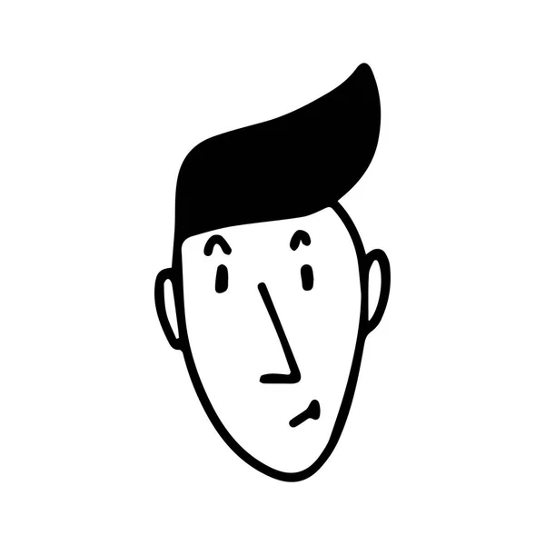 Doodle Guy Face Vecteur Noir Blanc Isolé Illustration Logo Unique — Image vectorielle