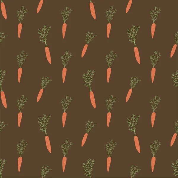 Seamless Pattern Carrots Green Leaves Organic Healthy Food Harvest Vector — Stock Vector