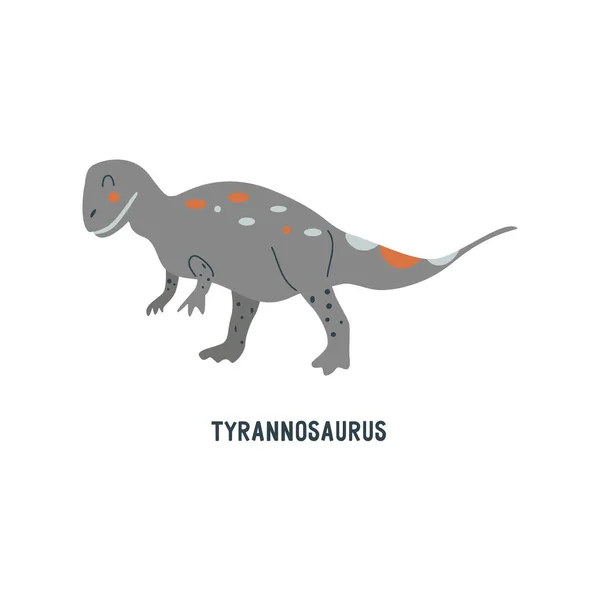 ティラノサウルス レックス恐竜 大規模な絶滅古代の肉食爬虫類 ジュラ紀 カラフルなベクトル孤立イラストハンドを描いた 白地だ グレーディノ — ストックベクタ