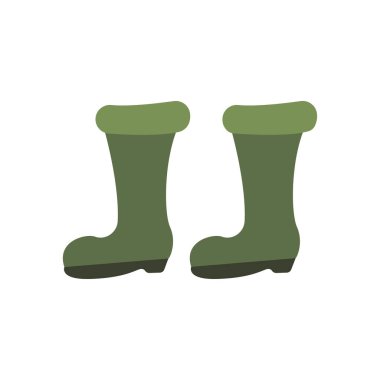 Yeşil lastik çizmeler. Renkli vektör izole edilmiş el çizimi. Bahçecilik ya da çiftçilik için iş ayakkabıları