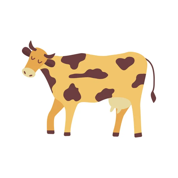 Lindo Paseo Vaca Hogar Agricultura Animales Grandes Granjas Lecheras Ganado — Archivo Imágenes Vectoriales