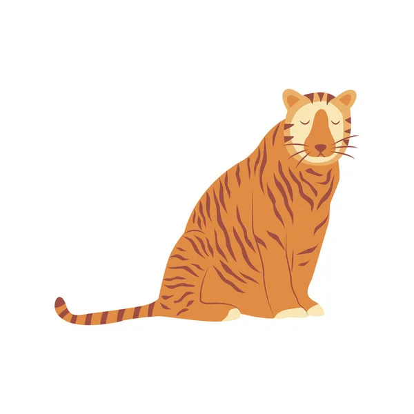 Tigre Está Sentado Noble Felino Rayas Salvajes Animal Rápido Ágil — Vector de stock