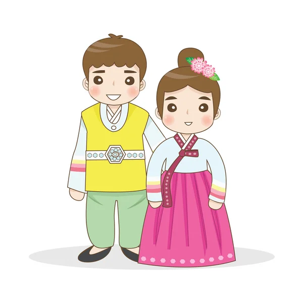 Vestido tradicional coreano — Vector de stock