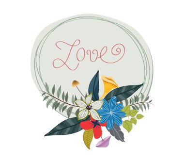 Çiçek açan çiçekler ile tebrik kartı. 