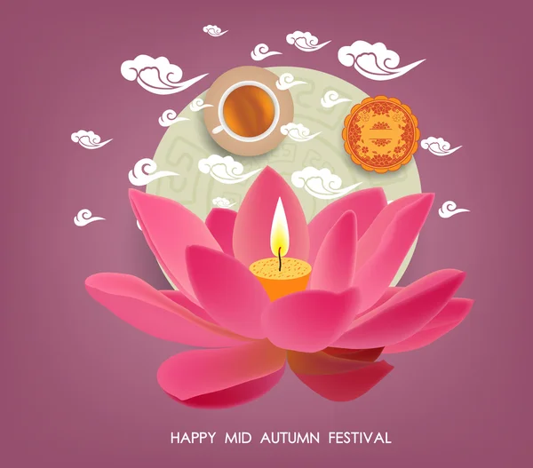 Medio herfst lotus Lantern Festival — Stockvector