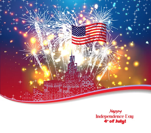 Happy independence day with fireworks — Stock Vector