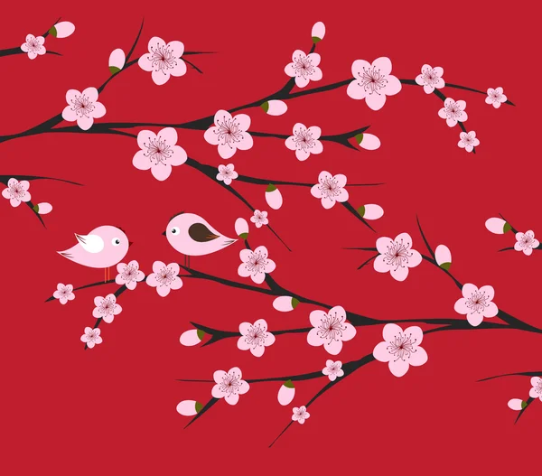 PrintBranche d'arbre en fleurs avec blanc — Image vectorielle