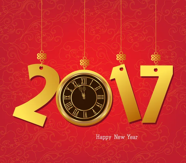 Tarjeta de Año Nuevo con reloj — Vector de stock