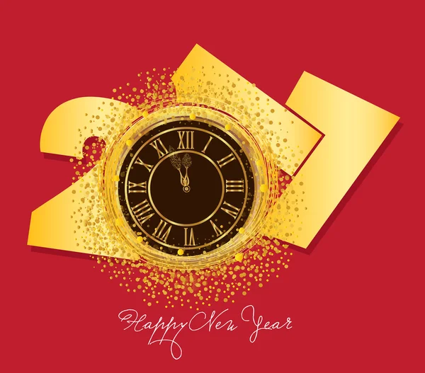 New Year card with  Clock — Stock Vector