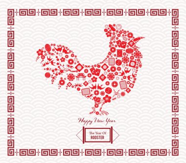 Horoz tasarım yılı Çin Yeni Yılı kutlamaları için