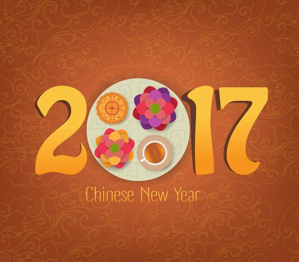 公鸡设计的中国新年庆祝的一年 — 图库矢量图片