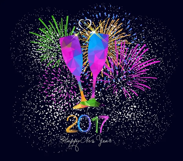 Happy New Year with fireworks background — Stock Vector