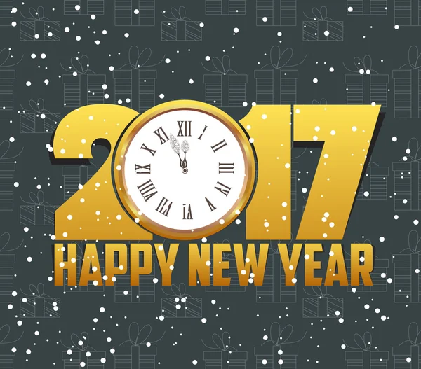 Šťastný nový rok 2017 s hodinami — Stockový vektor