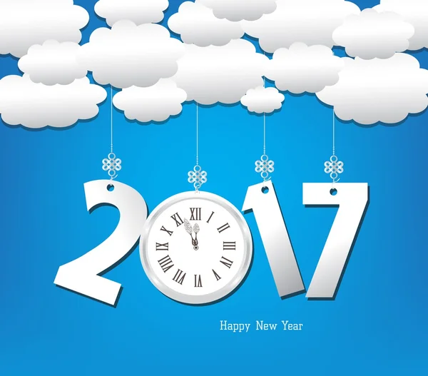 Bonne année 2017 avec horloge — Image vectorielle