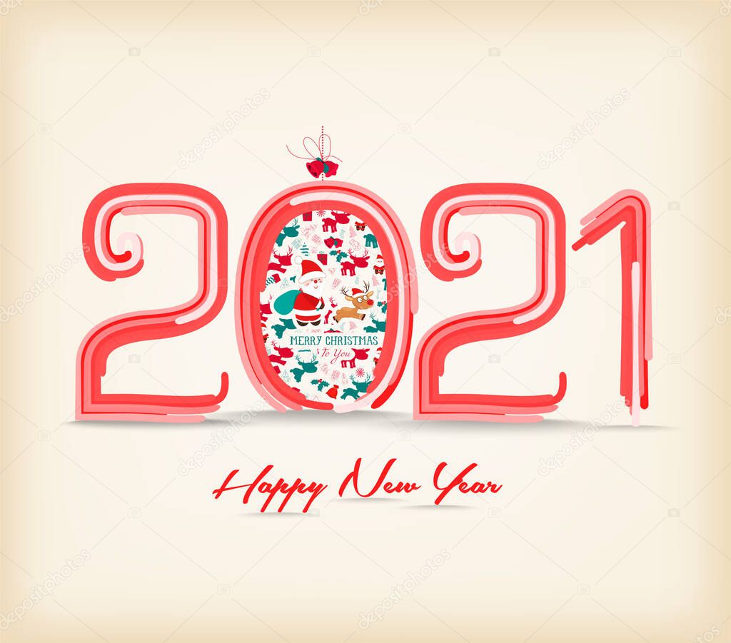 Happy New Year 2021 and Festive Christmas background