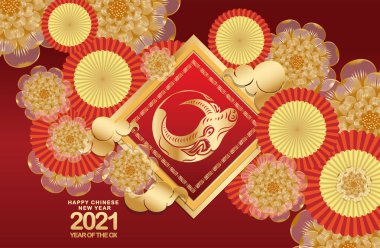 2021 yılında Çin 'de öküz, kırmızı kağıt öküz, çiçek ve Asyalı elementleri kesmiş.