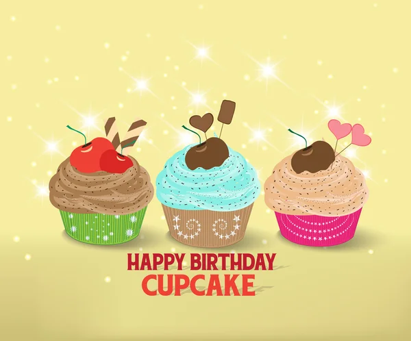 Anniversaire fond cupcake — Image vectorielle