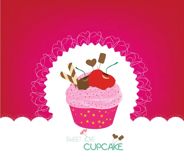 Tarjeta Vintage con cupcake — Vector de stock