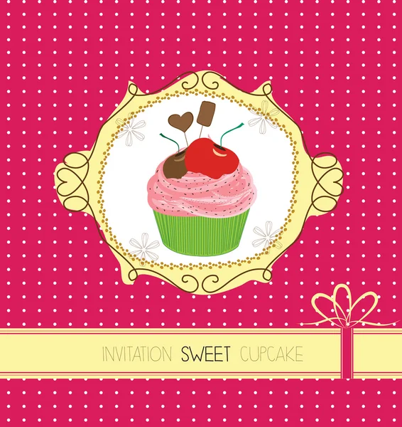 Vintage card with cupcake — Stock Vector