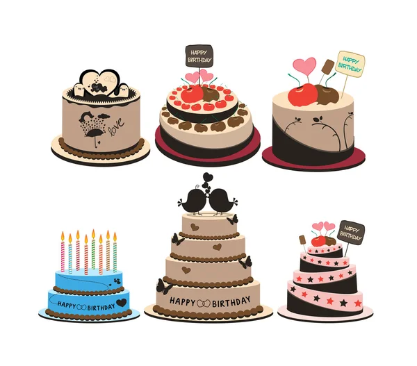 Bon anniversaire cupcake et fleurs — Image vectorielle