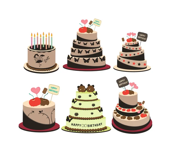 Bon anniversaire cupcake et fleurs — Image vectorielle