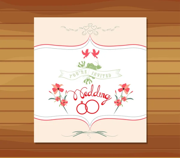 Invitación de boda marco adornado floral retro — Vector de stock