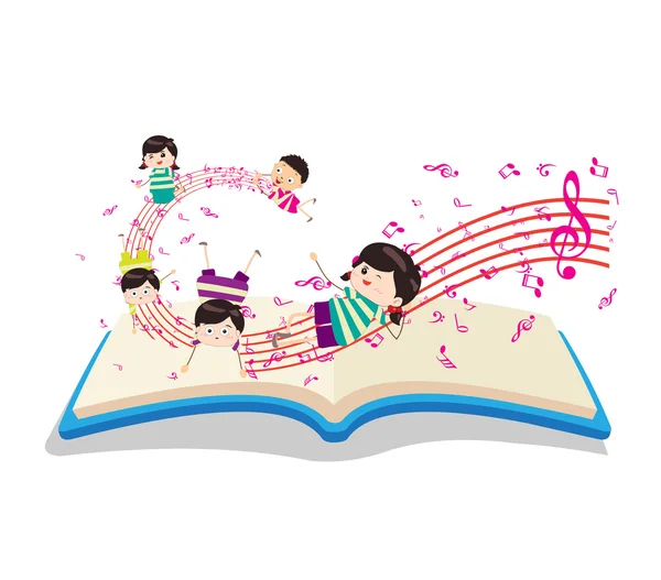 幸せな音楽子供の本 — ストックベクタ