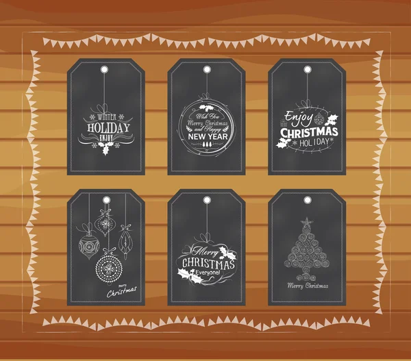 Kara tahta Noel Hediyelik Etiketler elle çizilmiş vintage
