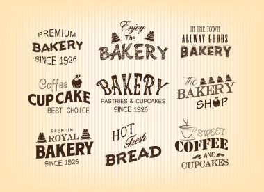 retro vintage ekmek etiket kümesi