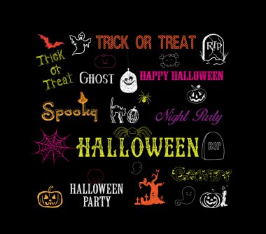 Cadılar Bayramı elle çizilmiş öğeleri