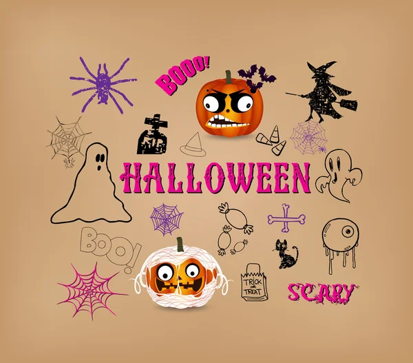 Halloween elementi disegnati a mano — Vettoriale Stock