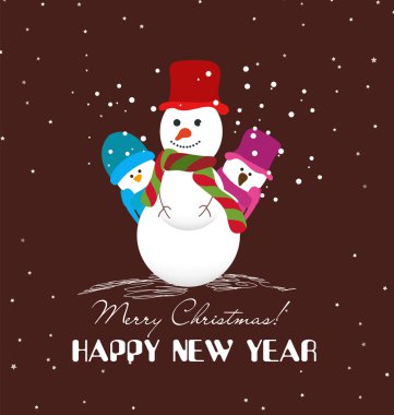 neşeli Noel kartı snowmans ile