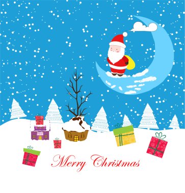 neşeli Noel kartı santaclaus ve Hediyelik