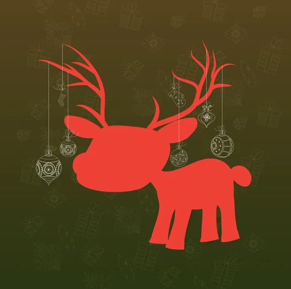 Veselé Vánoce pozadí s jeleny a Vánoční dekorace — Stockový vektor