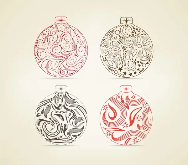 Set de bolas de Navidad doodle para el diseño — Vector de stock