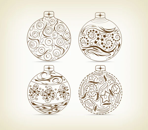 Ensemble de boules de Noël doodle pour la conception — Image vectorielle