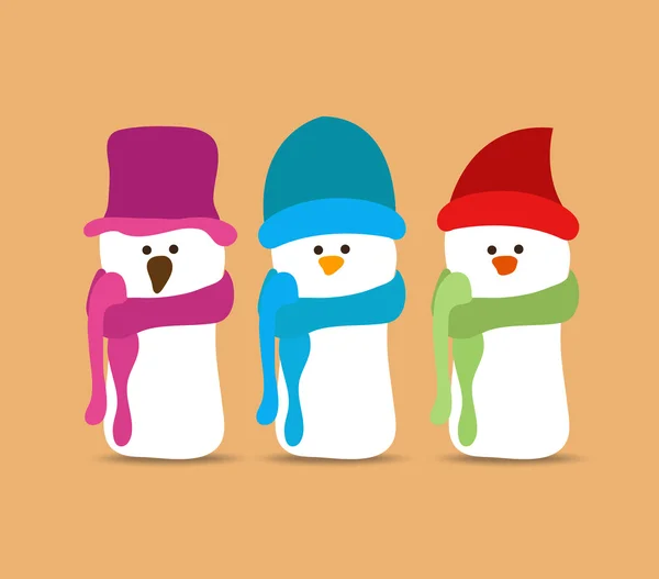 Conjunto de bonecos de neve para design de Natal — Vetor de Stock