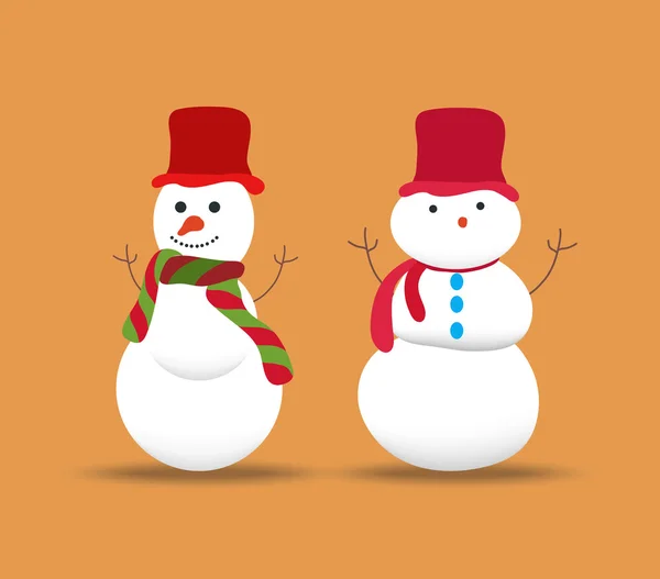 Set snowmans voor Kerstmis ontwerp — Stockvector