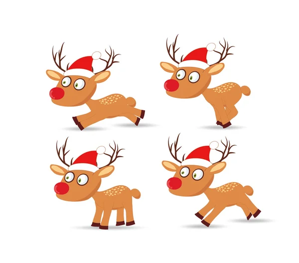 Set de ciervos y sombrero navideño para diseño — Vector de stock