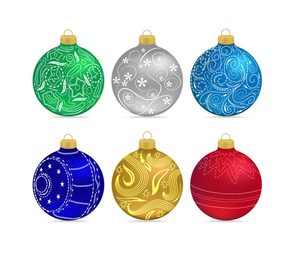 Ensemble de boules de Noël sur fond blanc — Image vectorielle