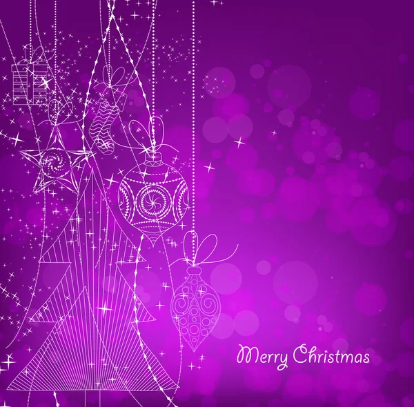 Purple Christmas Background With Christmas Ornaments — Stock Vector